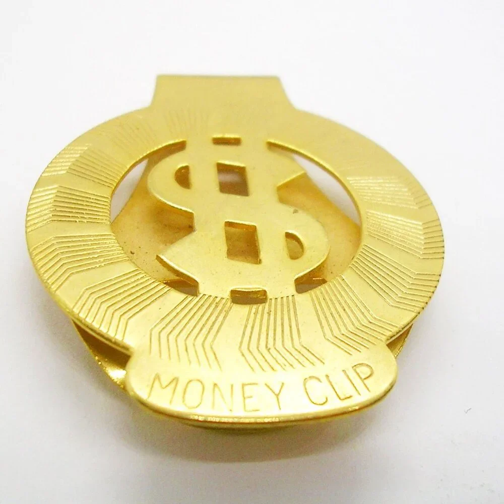 Vintage Money Clip gold tone Dollar Sign